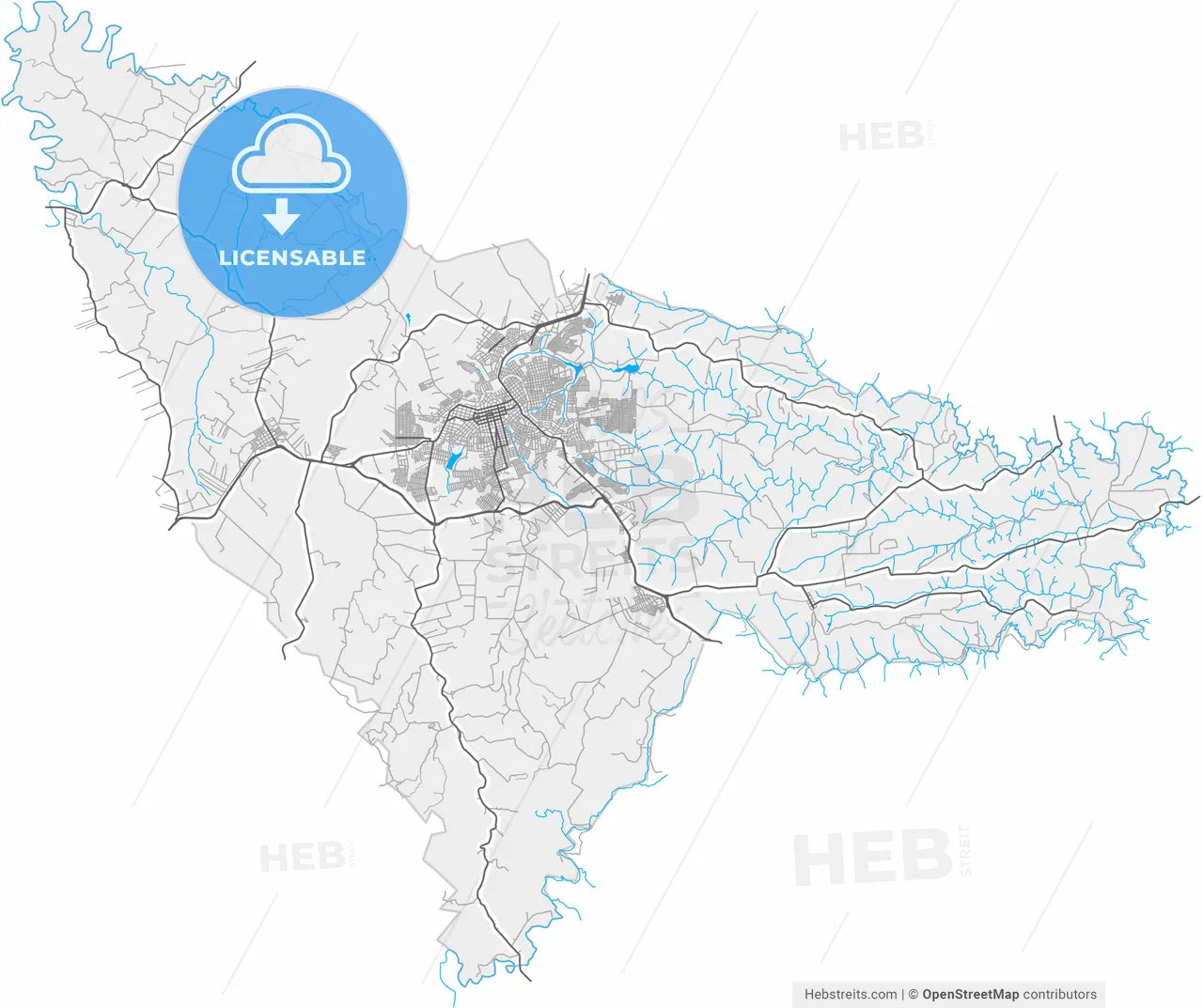 Apucarana, Brazil, high resolution vector map - Instant download PDF and JPG