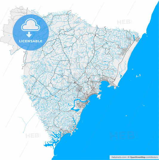 Guarapari, Brazil, high resolution vector map - Instant download PDF and JPG