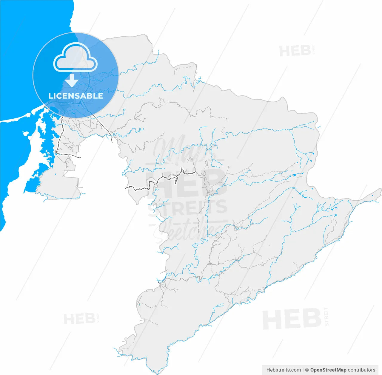 Cienaga, Colombia, high resolution vector map - Instant download PDF and JPG