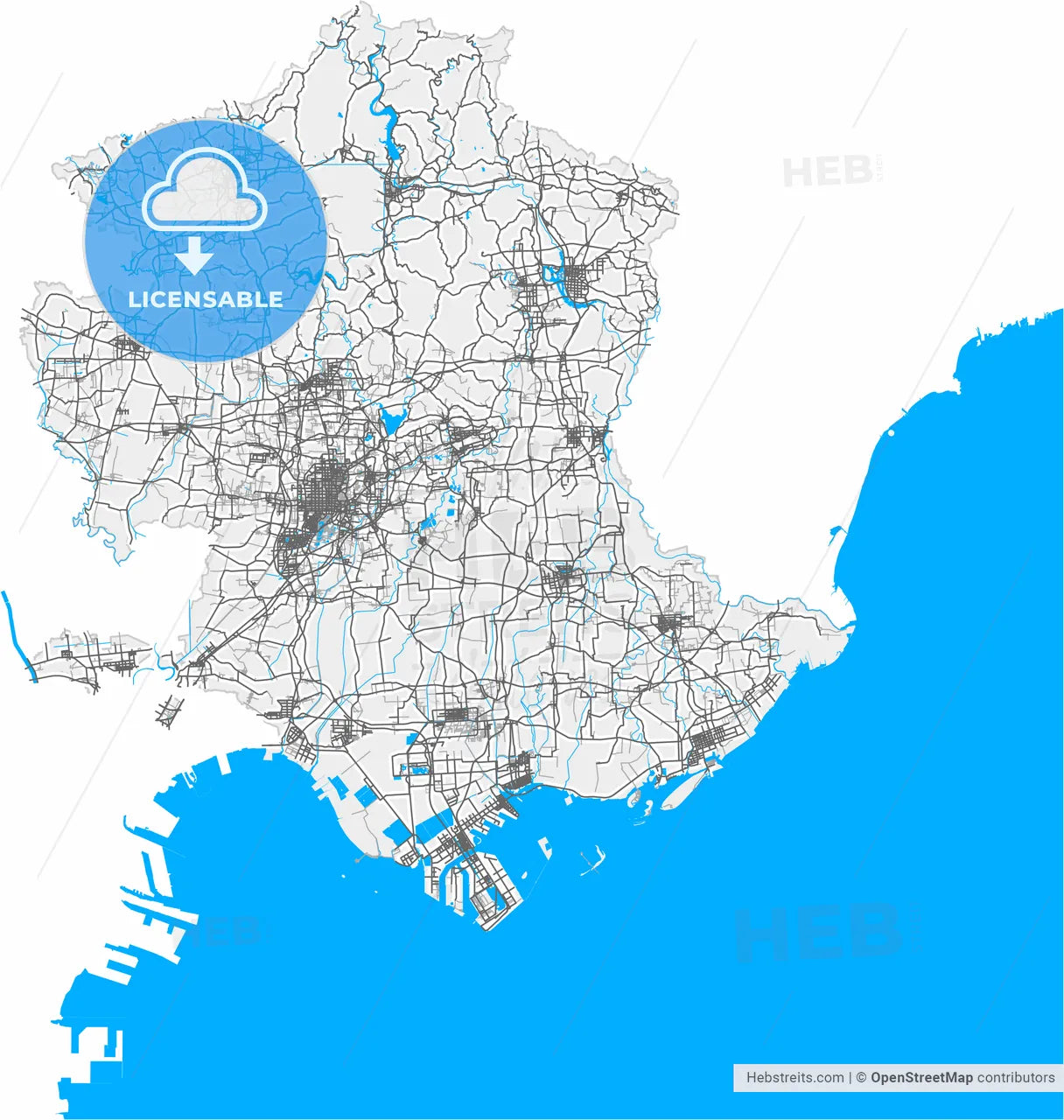 Tangshan, Hebei, China, high resolution vector map - Instant download PDF and JPG