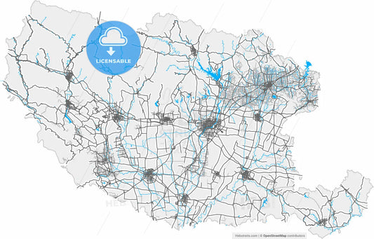 Nanyang, Henan, China, high resolution vector map - Instant download PDF and JPG
