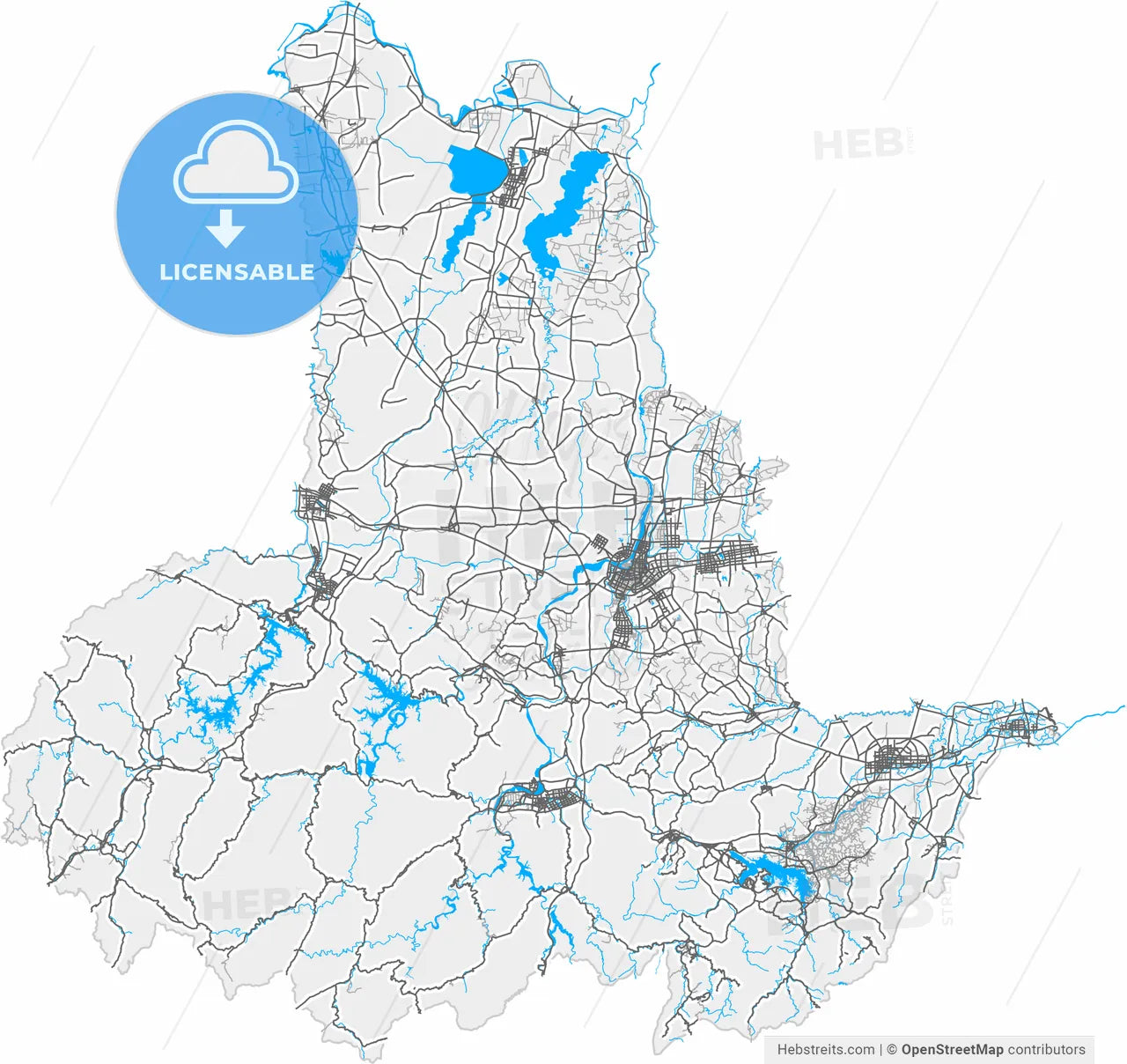Lu an, Anhui, China, high resolution vector map - Instant download PDF and JPG