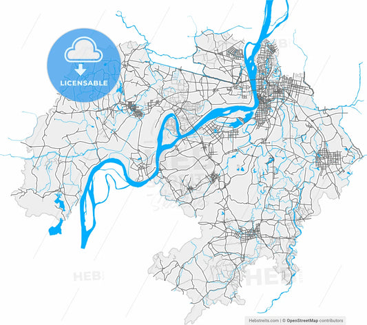 Wuhu, Anhui, China, high resolution vector map - Instant download PDF and JPG