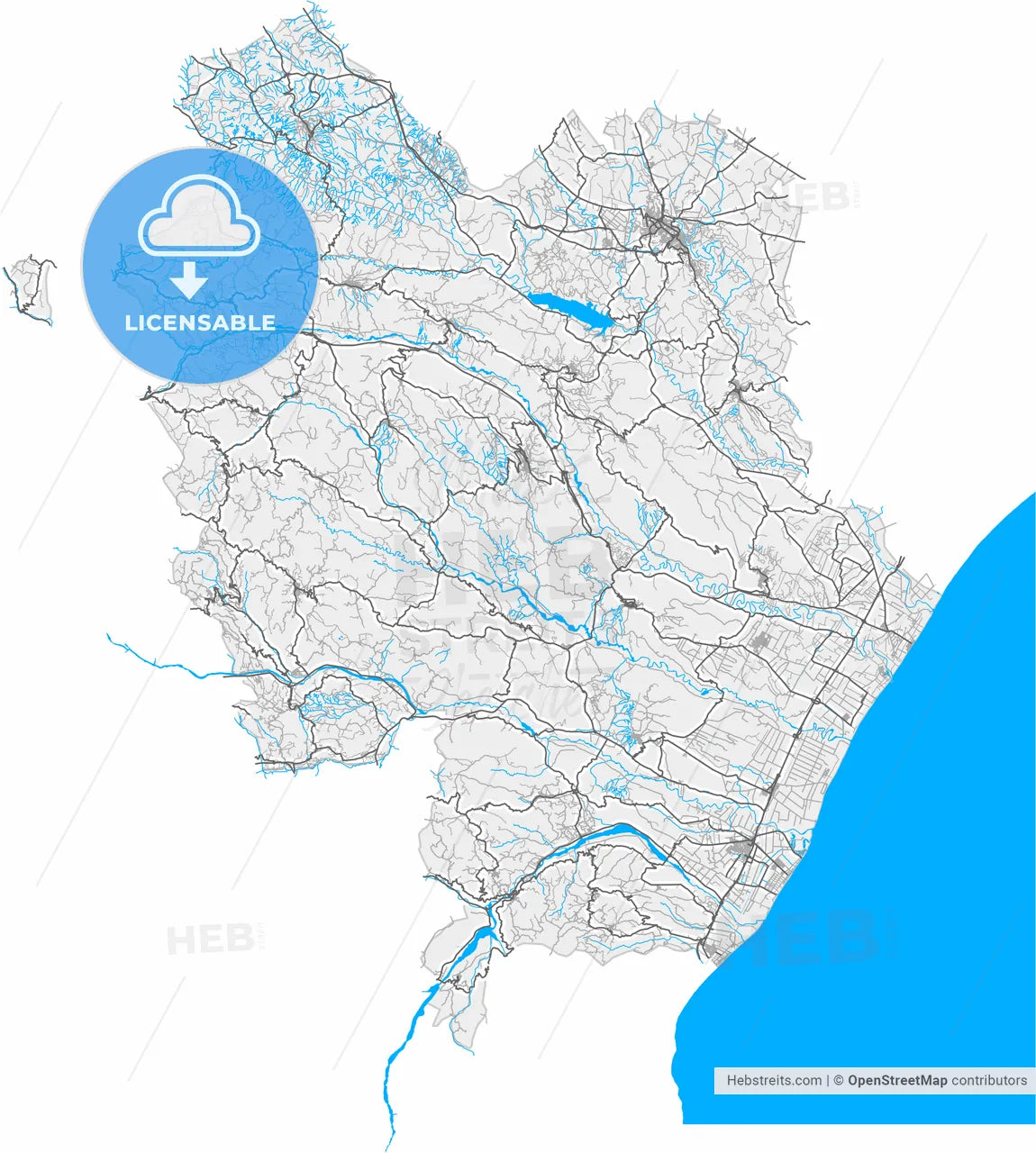 Matera, Basilicata, Italy, high resolution vector map - Instant download PDF and JPG