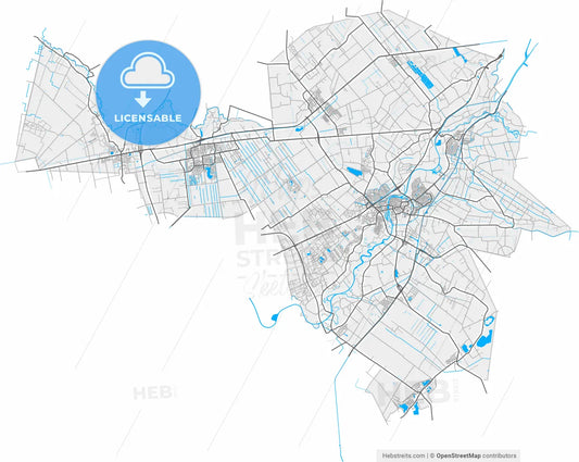 Hardenberg, Overijssel, Netherlands, high resolution vector map - Instant download PDF and JPG