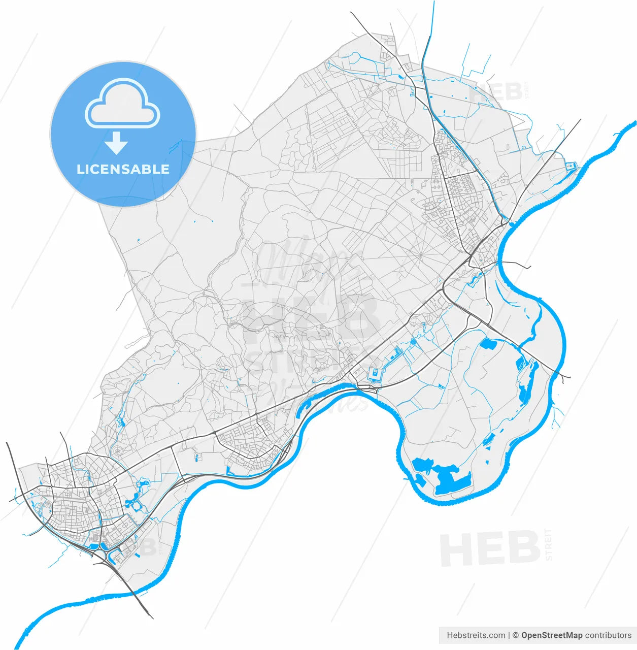 Rheden, Gelderland, Netherlands, high resolution vector map - Instant download PDF and JPG