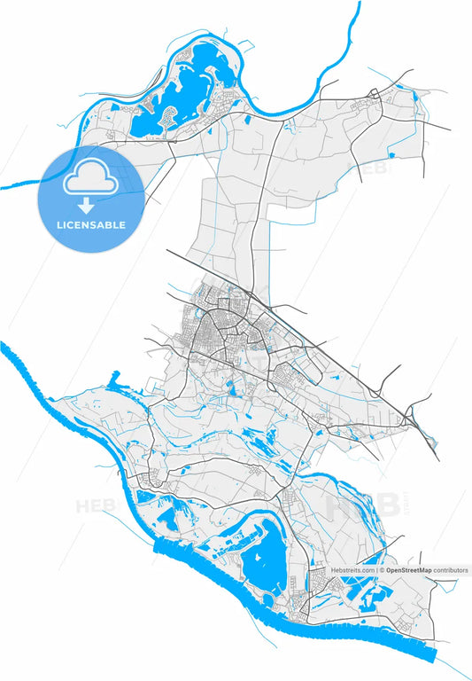 Zevenaar, Gelderland, Netherlands, high resolution vector map - Instant download PDF and JPG