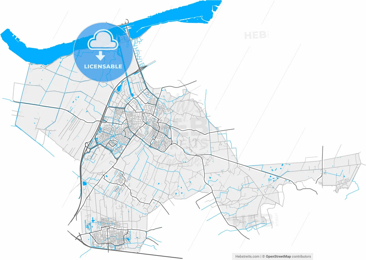 Nijkerk, Gelderland, Netherlands, high resolution vector map - Instant download PDF and JPG