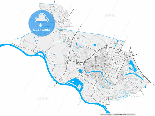 Wijchen, Gelderland, Netherlands, high resolution vector map - Instant download PDF and JPG