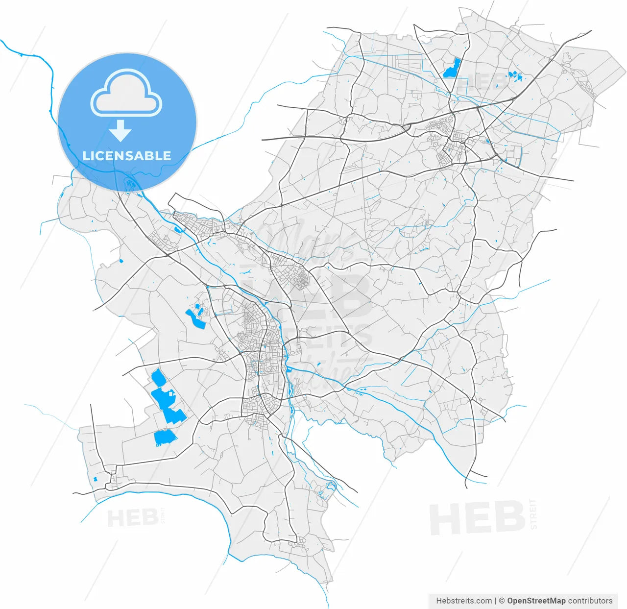 Oude IJsselstreek, Gelderland, Netherlands, high resolution vector map - Instant download PDF and JPG