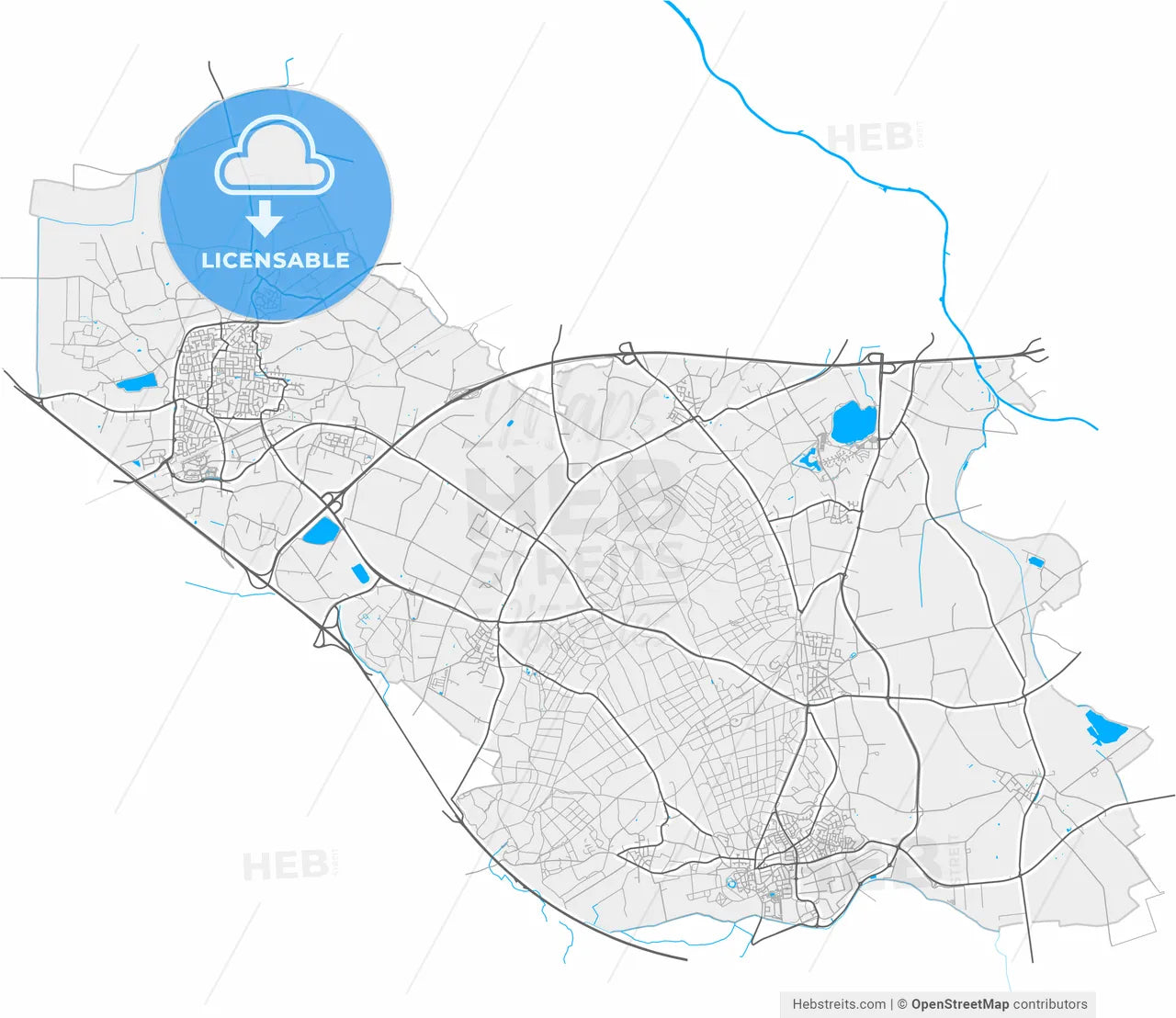 Montferland, Gelderland, Netherlands, high resolution vector map - Instant download PDF and JPG