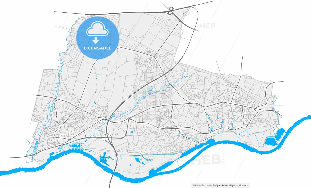Renkum, Gelderland, Netherlands, high resolution vector map - Instant download PDF and JPG