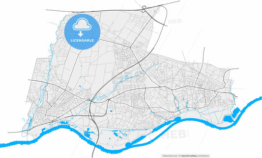 Renkum, Gelderland, Netherlands, high resolution vector map - Instant download PDF and JPG