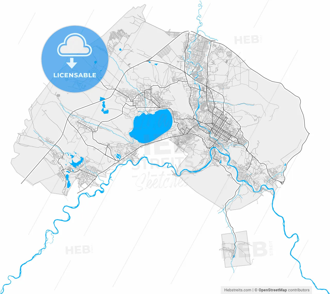 Chita, Zabaykalsky Krai, Russia, high resolution vector map - Instant download PDF and JPG