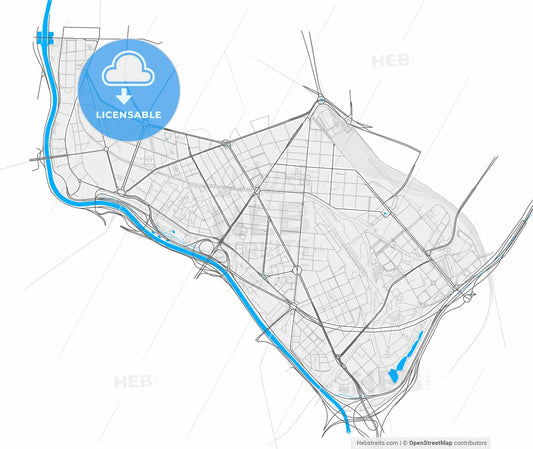 Arganzuela, Madrid, Spain, high resolution vector map - Instant download PDF and JPG