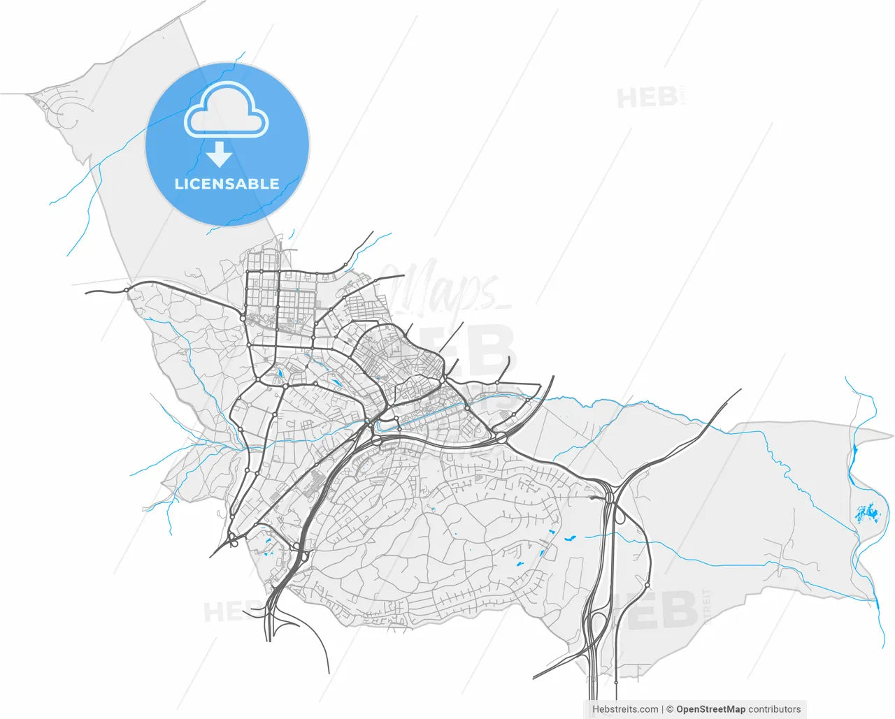 Alcobendas, Madrid, Spain, high resolution vector map - Instant download PDF and JPG