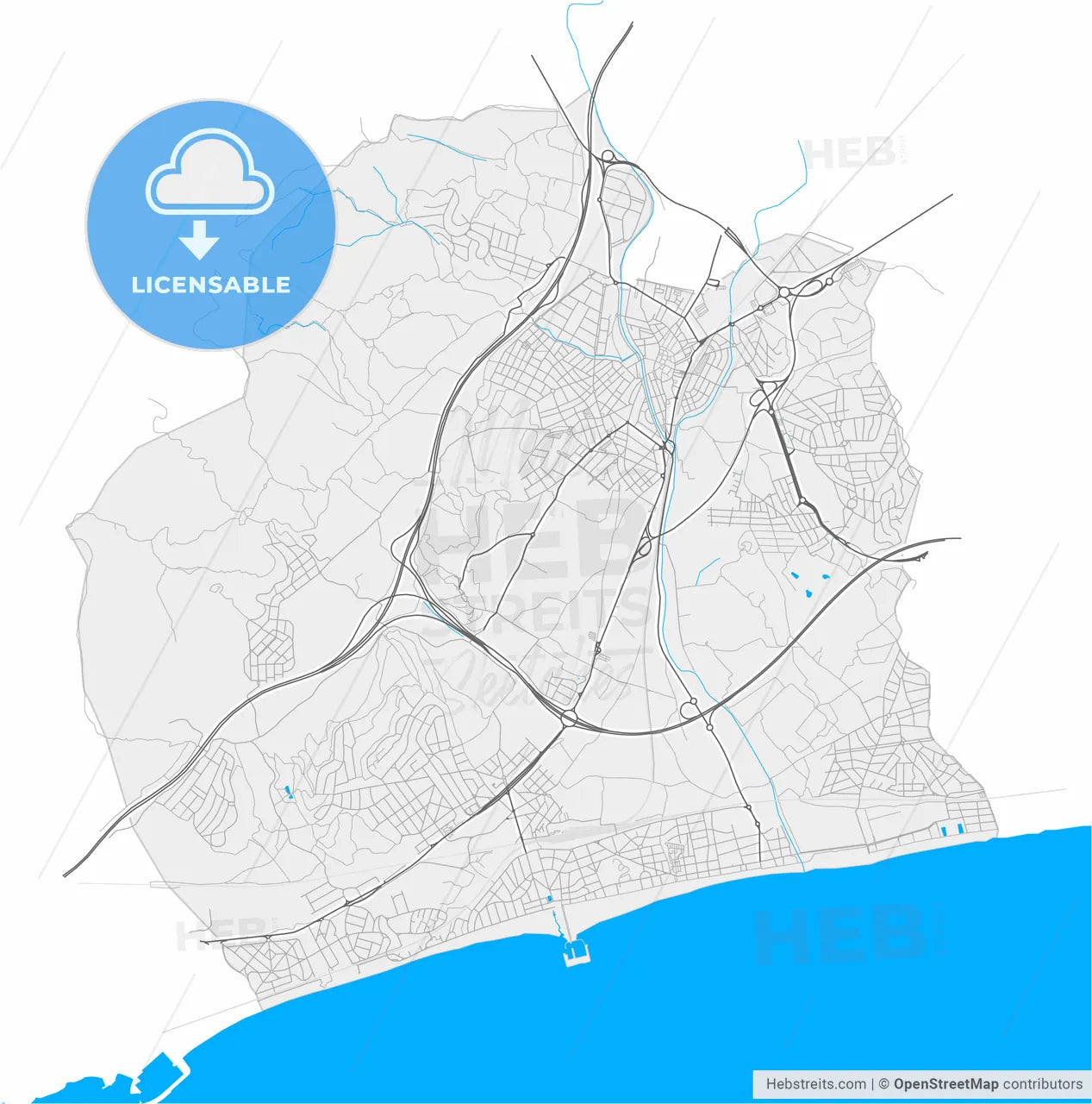 El Vendrell, Tarragona, Spain, high resolution vector map - Instant download PDF and JPG