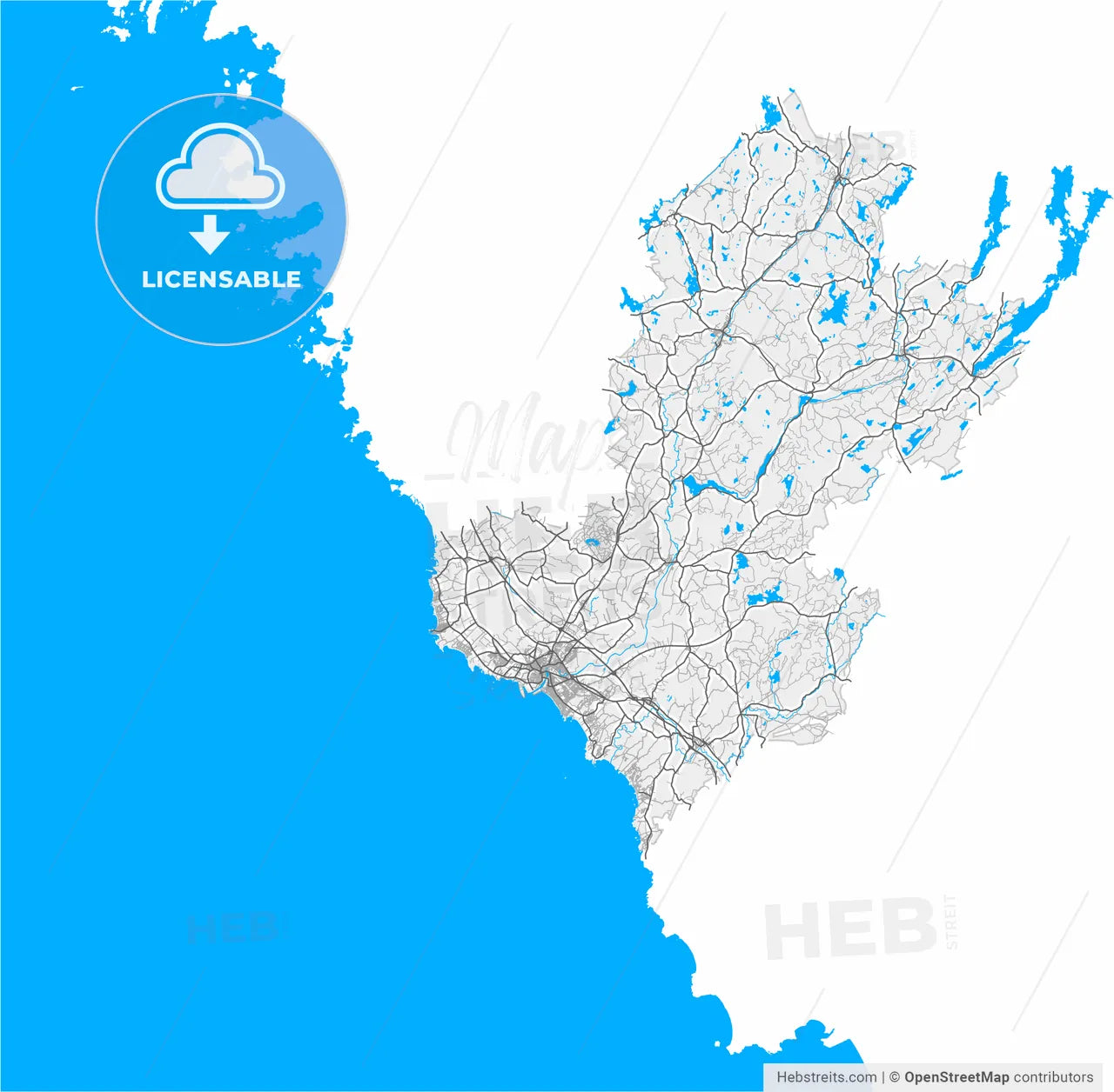 Falkenberg, Sweden, high resolution vector map - Instant download PDF and JPG