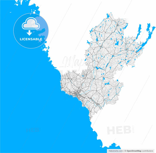 Falkenberg, Sweden, high resolution vector map - Instant download PDF and JPG