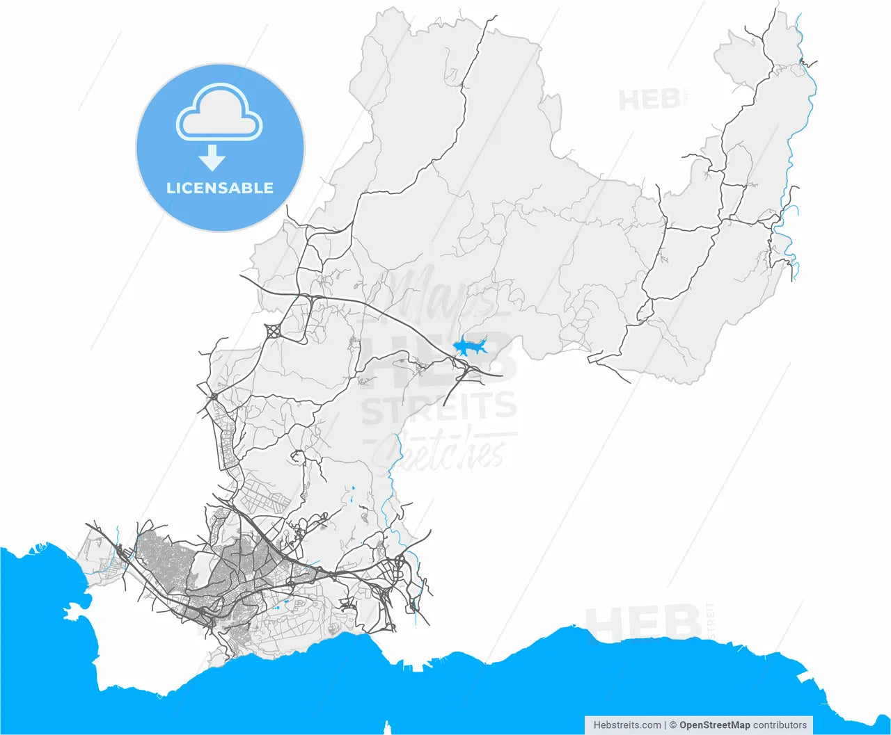 Gebze, Kocaeli, Turkey, high resolution vector map - Instant download PDF and JPG