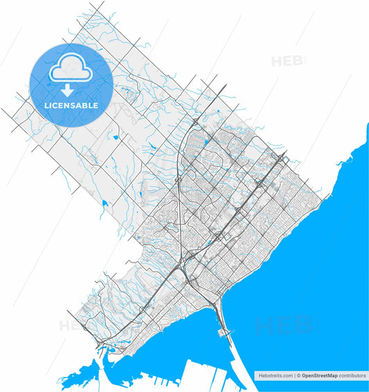 Burlington, Ontario, Canada, high resolution vector map - Instant download PDF and JPG