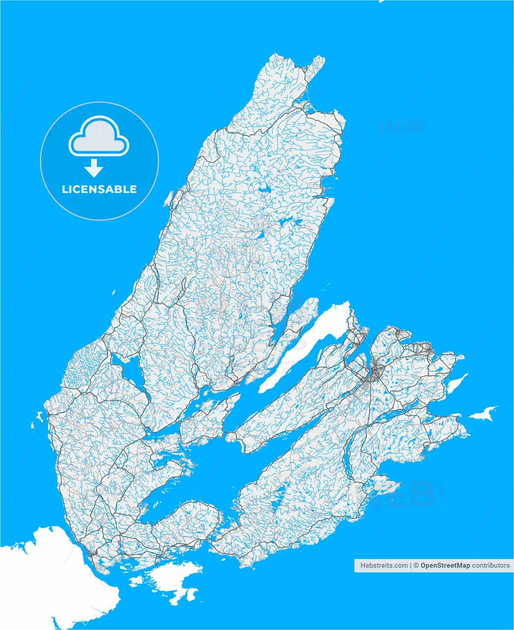 Cape Breton, Nova Scotia, Canada, high resolution vector map - Instant download PDF and JPG