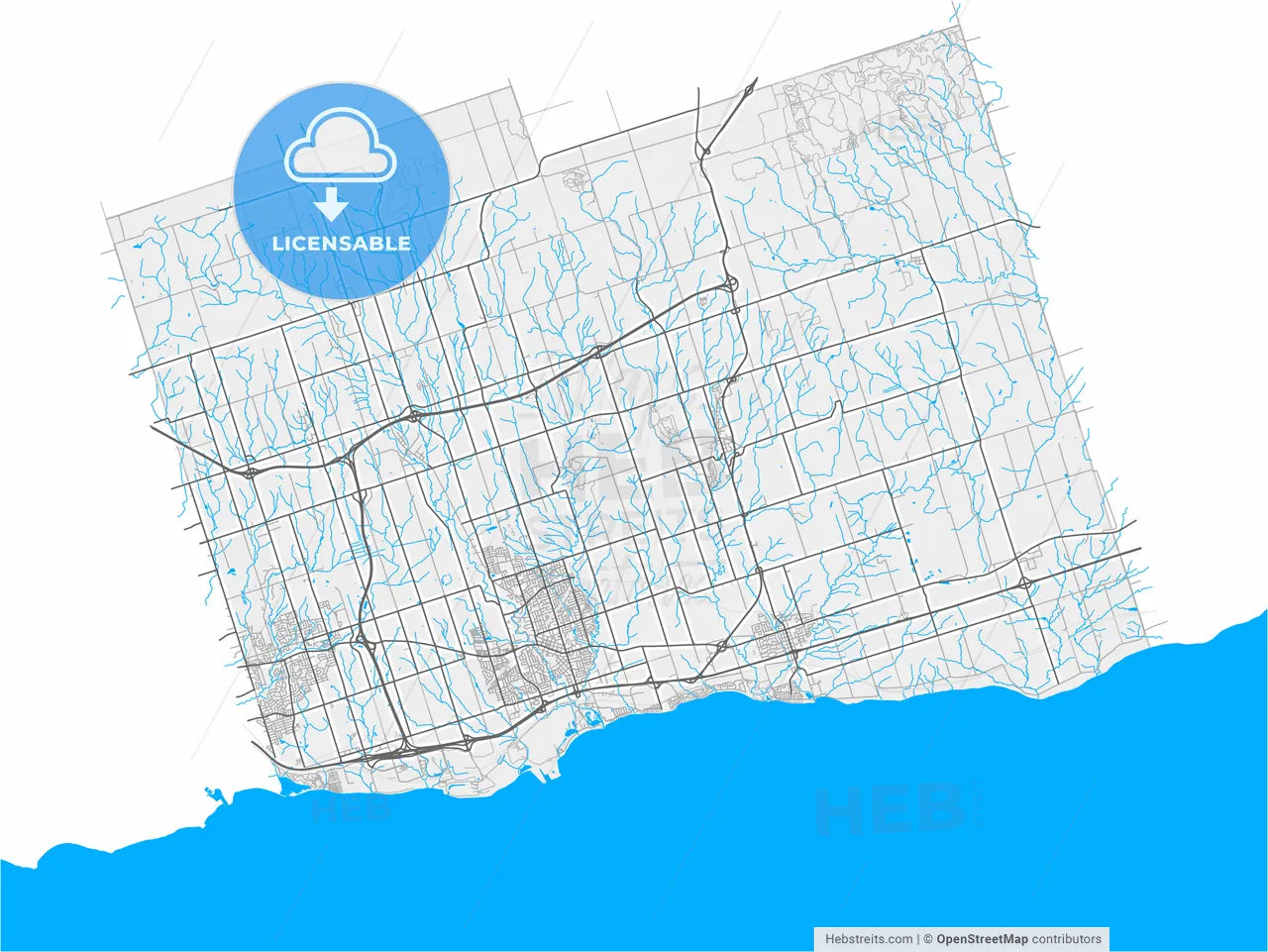 Clarington, Ontario, Canada, high resolution vector map - Instant download PDF and JPG