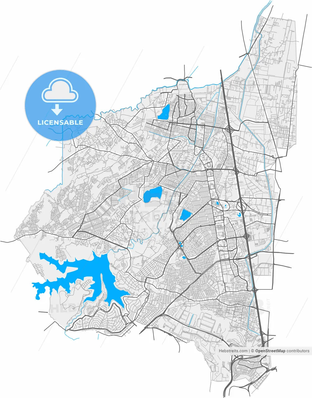 Cuautitlán Izcalli, México, Mexico, high resolution vector map - Instant download PDF and JPG