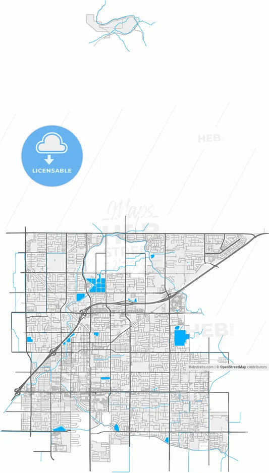 Clovis, California, United States, high resolution vector map - Instant download PDF and JPG