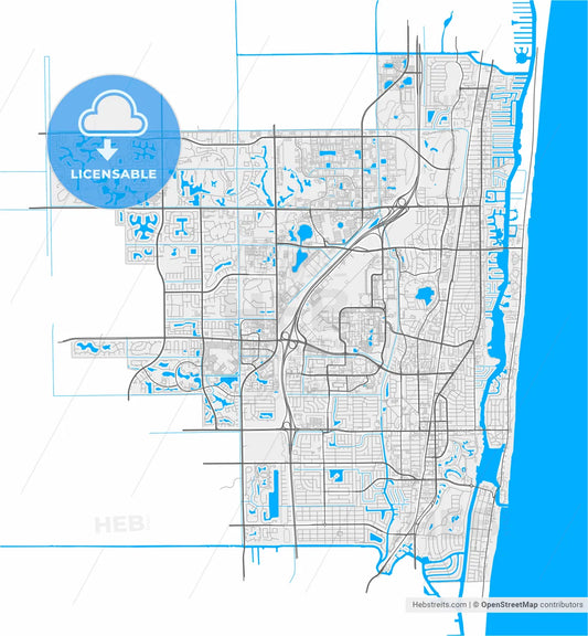 Boca Raton, Florida, United States, high resolution vector map - Instant download PDF and JPG