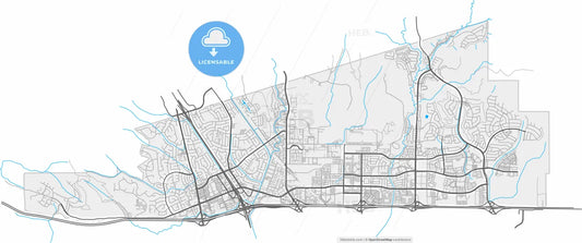 Dublin, California, United States, high resolution vector map - Instant download PDF and JPG