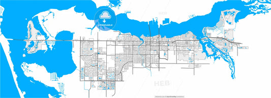 Bradenton, Florida, United States, high resolution vector map - Instant download PDF and JPG