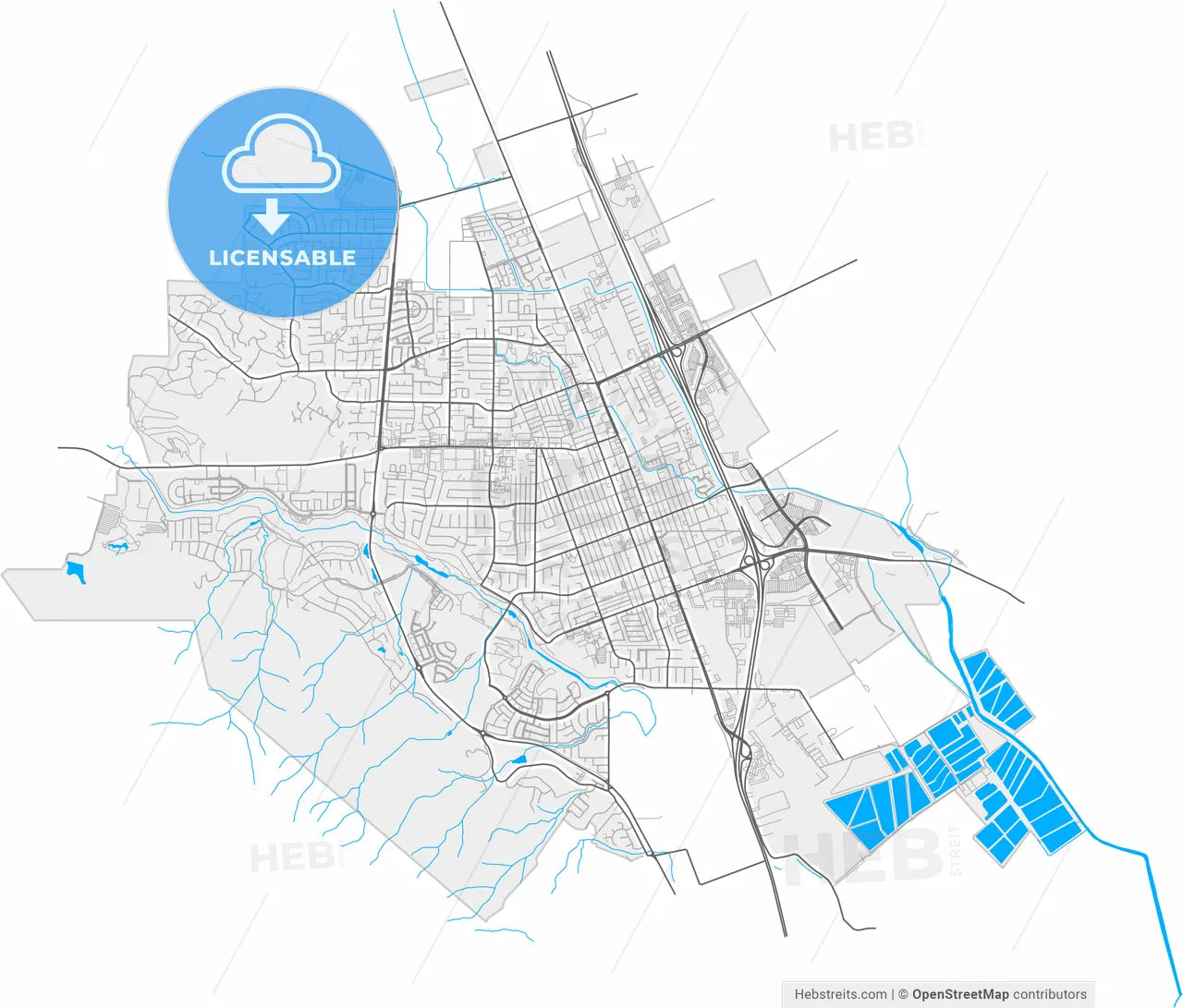 Gilroy, California, United States, high resolution vector map - Instant download PDF and JPG