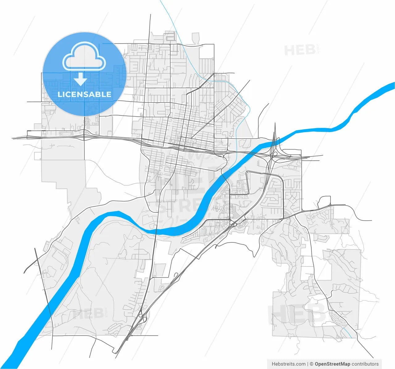 Colton, California, United States, high resolution vector map - Instant download PDF and JPG