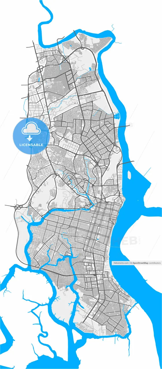 Guayaquil, Ecuador, high resolution vector map - Instant download PDF and JPG