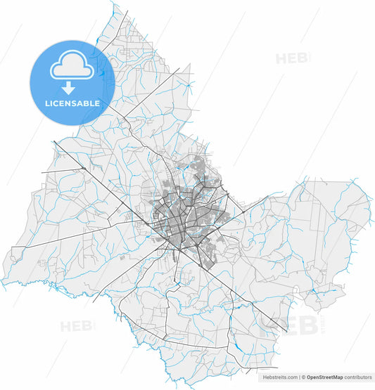 Araraquara, Brazil, high resolution vector map - Instant download PDF and JPG