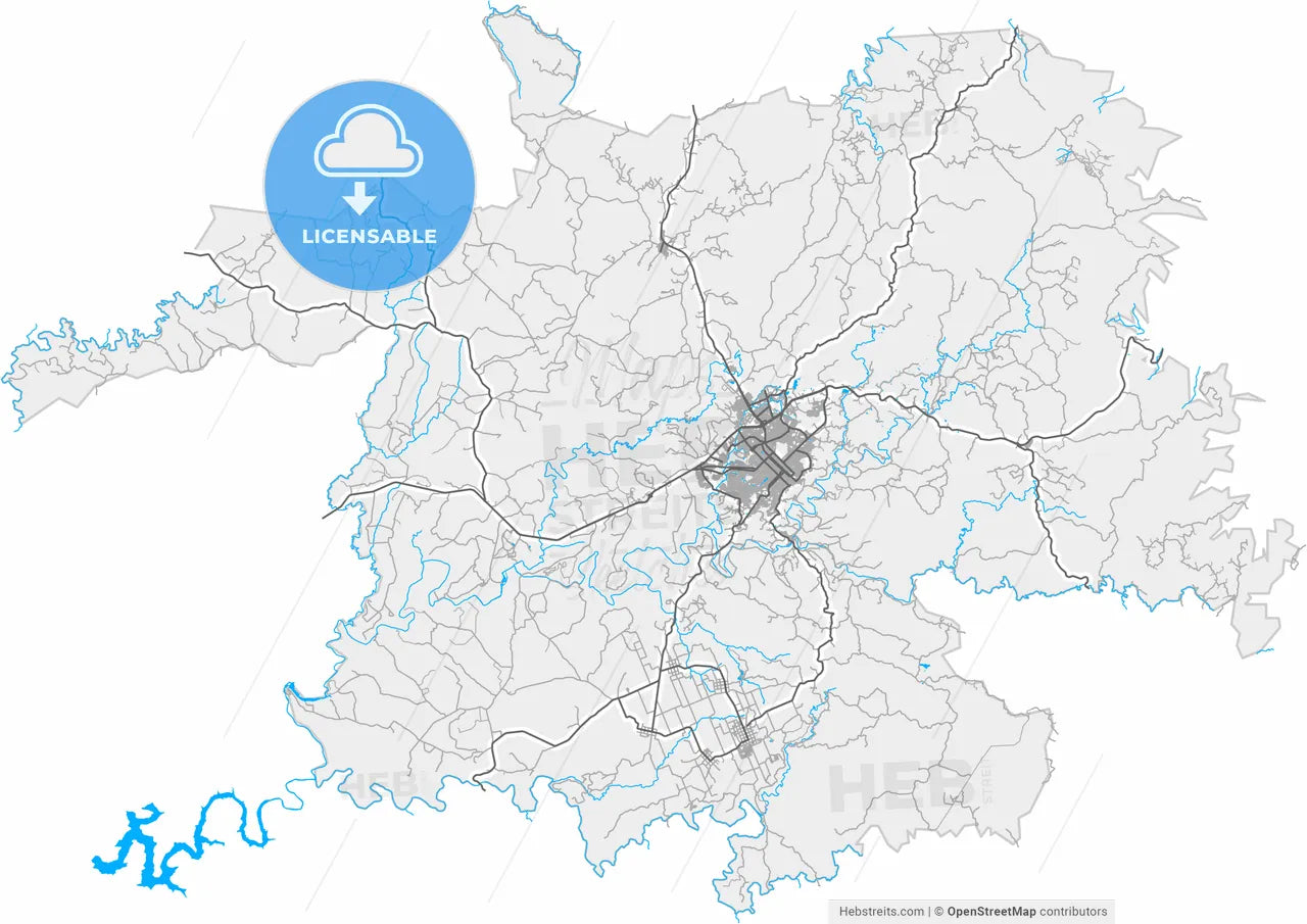 Guarapuava, Brazil, high resolution vector map - Instant download PDF and JPG