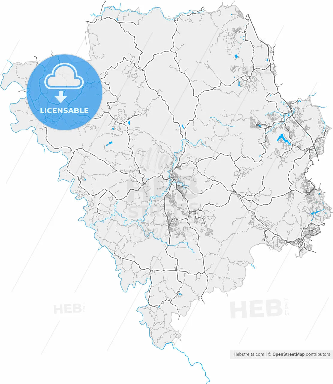 Esmeraldas, Brazil, high resolution vector map - Instant download PDF and JPG