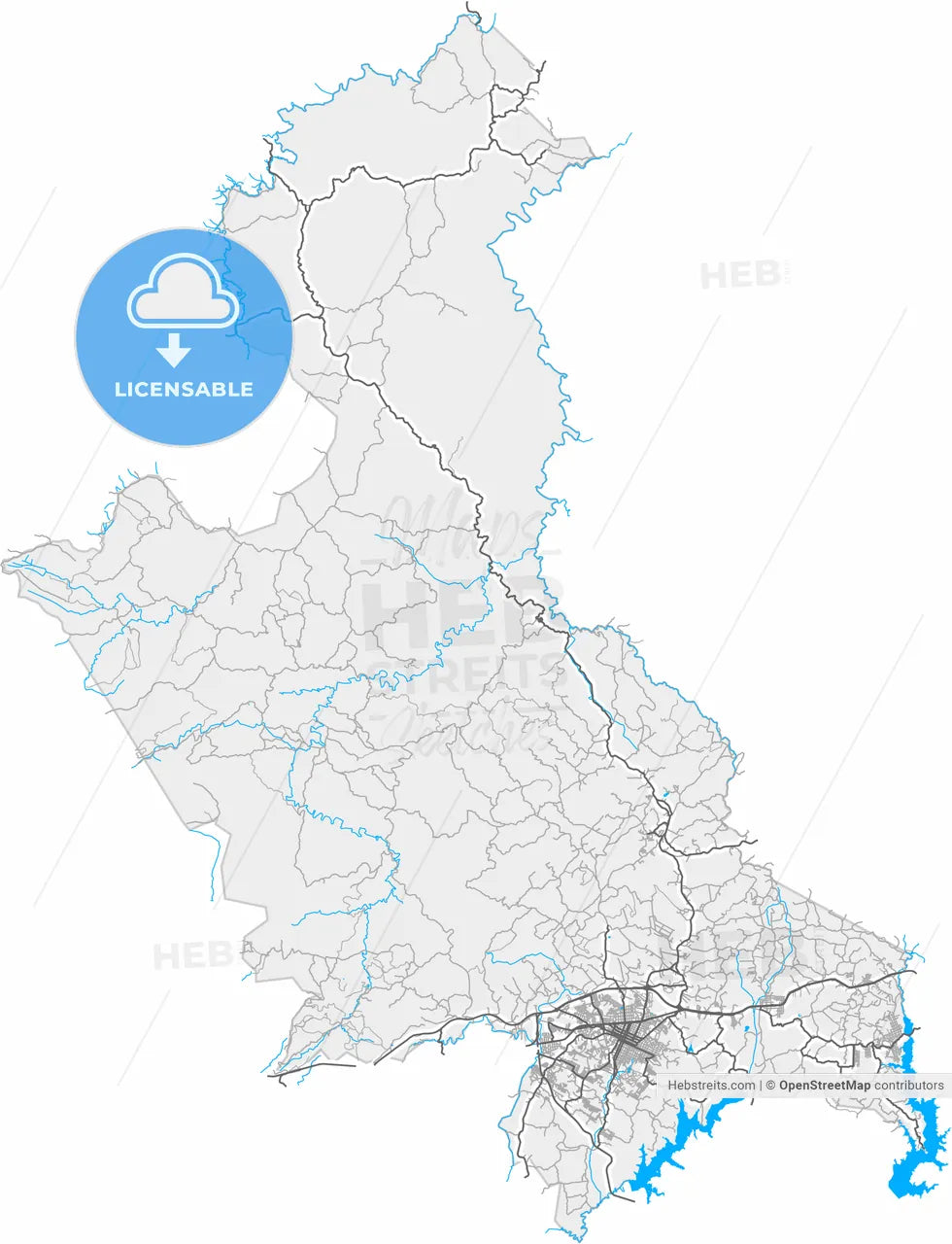 Campo Largo, Brazil, high resolution vector map - Instant download PDF and JPG