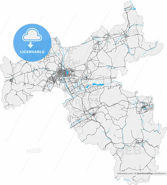 Datong, Shanxi, China, high resolution vector map - Instant download PDF and JPG