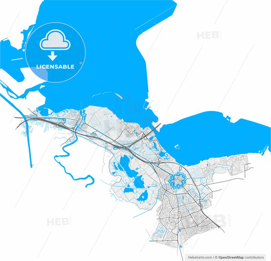 Gooise Meren, North Holland, Netherlands, high resolution vector map - Instant download PDF and JPG