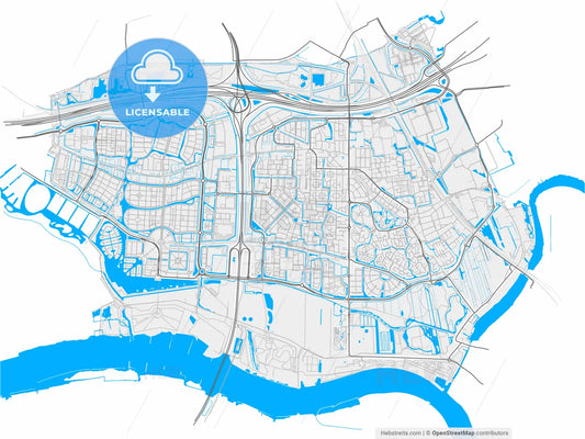 Barendrecht, South Holland, Netherlands, high resolution vector map - Instant download PDF and JPG