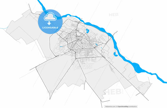 Buzău, Buzău, Romania, high resolution vector map - Instant download PDF and JPG