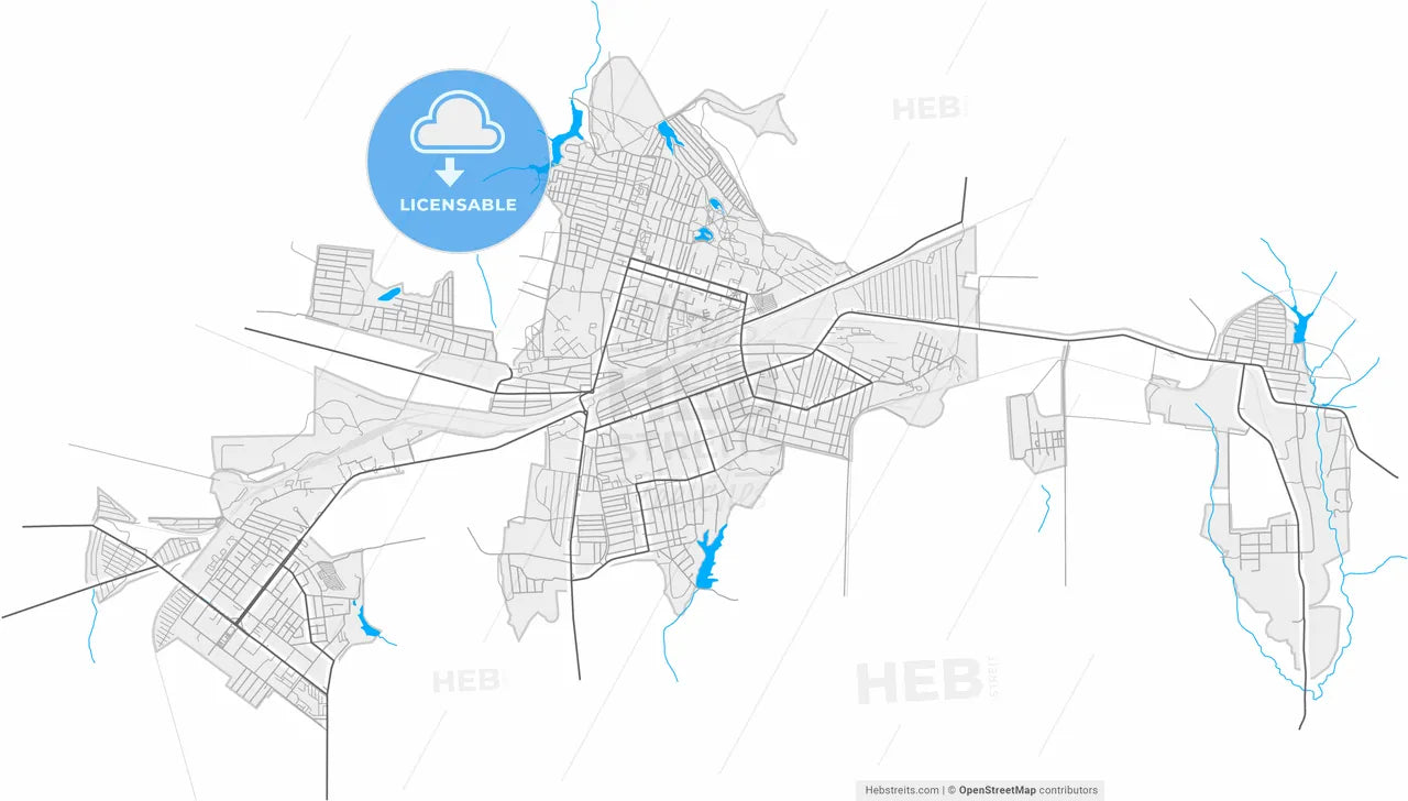 Gukovo, Rostov Oblast, Russia, high resolution vector map - Instant download PDF and JPG