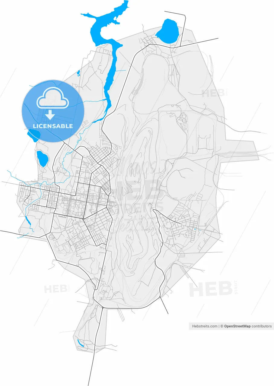 Asbest, Sverdlovsk Oblast, Russia, high resolution vector map - Instant download PDF and JPG