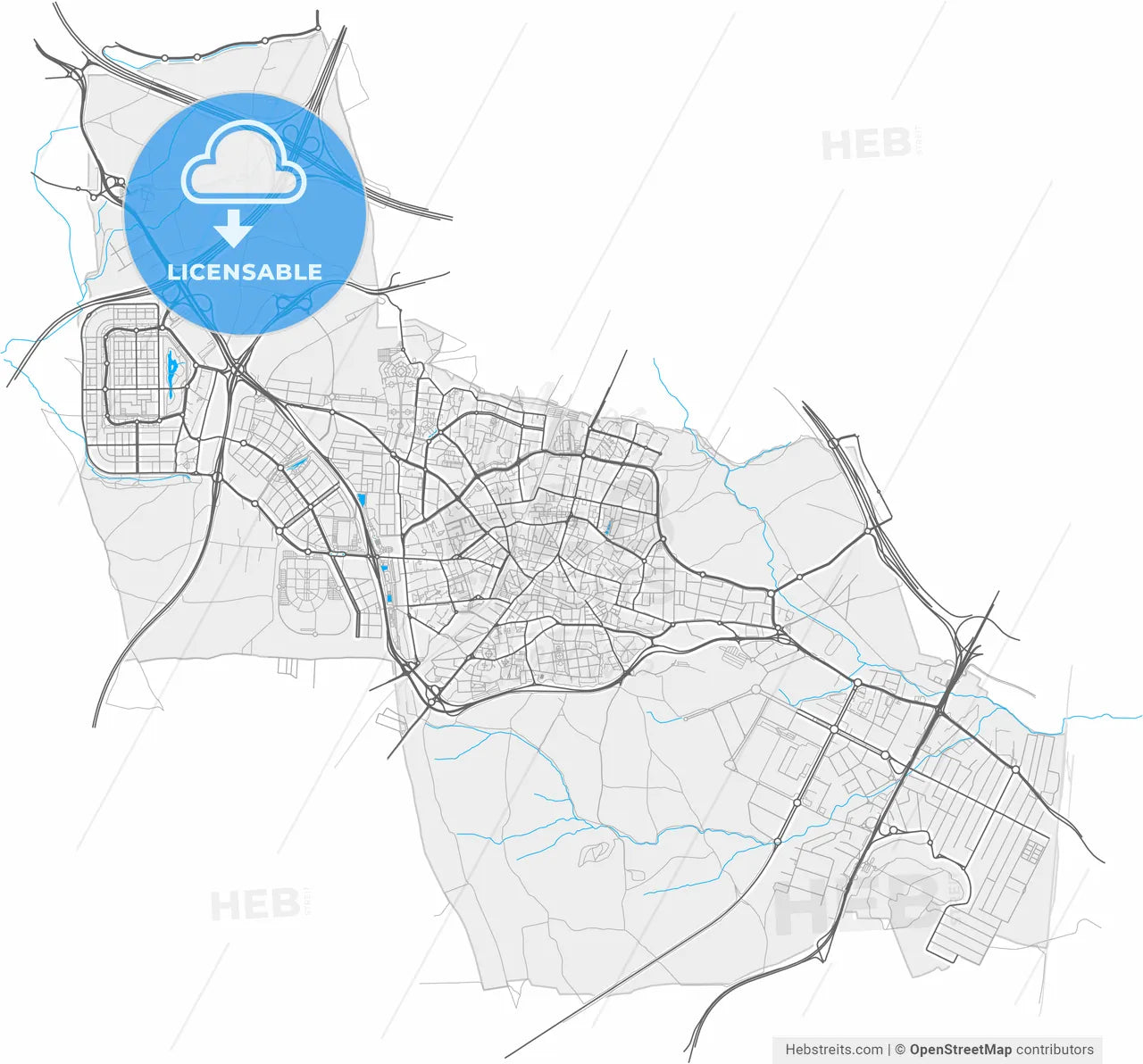 Fuenlabrada, Madrid, Spain, high resolution vector map - Instant download PDF and JPG
