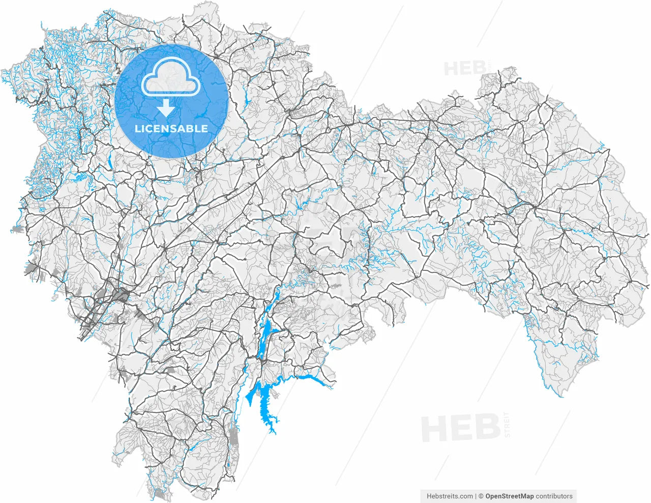 Guadalajara, Spain, high resolution vector map - Instant download PDF and JPG