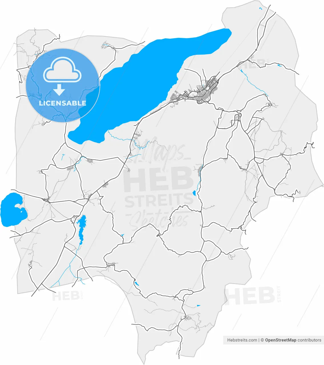 Burdur, Burdur, Turkey, high resolution vector map - Instant download PDF and JPG