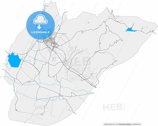 Suluova, Amasya, Turkey, high resolution vector map - Instant download PDF and JPG