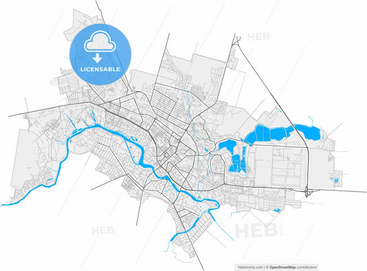 Bila Tserkva, Kyiv Oblast, Ukraine, high resolution vector map - Instant download PDF and JPG